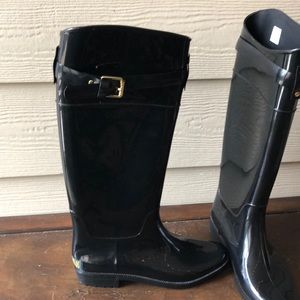 Ralph Lauren tall rain boots, shiny black, size 6